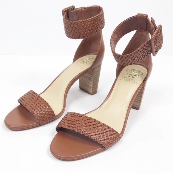 Vince Camuto Maghen Caramel Braided Ankle Strap Open Toe Sandal - Size 6 - Picture 1 of 11